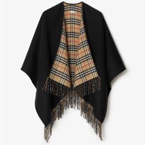 Burberry Black Reversible Check Cape